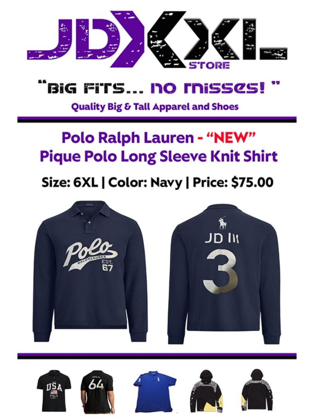 Polo Ralph Lauren LS Pique Big& Tall